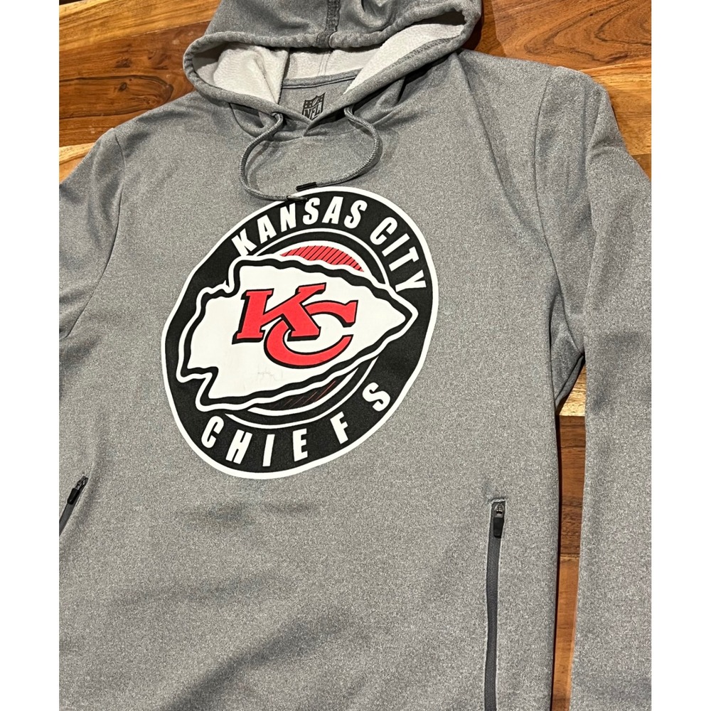 NFL Team Apparel Kansas City Chiefs Hoodie Mens Large Gray Fleece Lined RN126673 - Picture 2 of 11